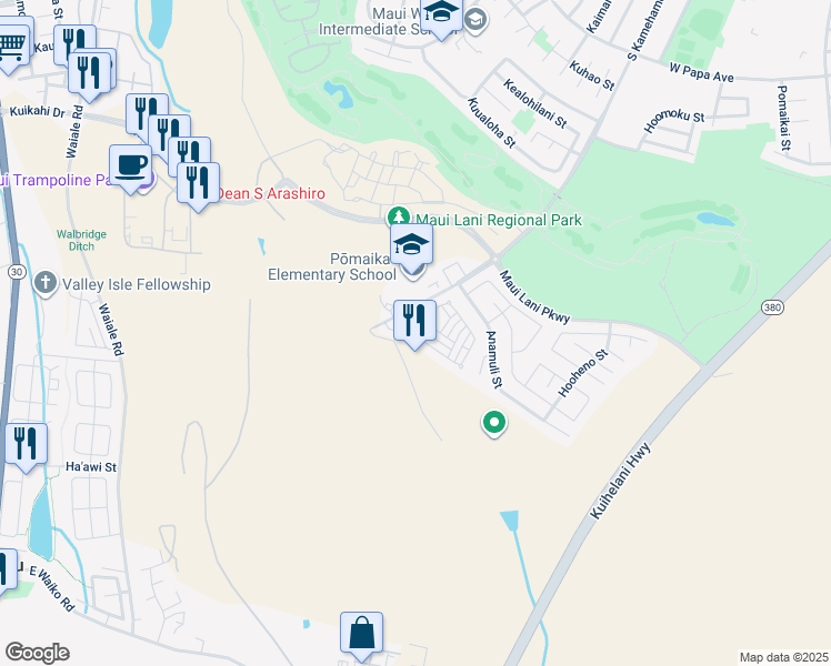 map of restaurants, bars, coffee shops, grocery stores, and more near 152 Meheu Circle in Kahului