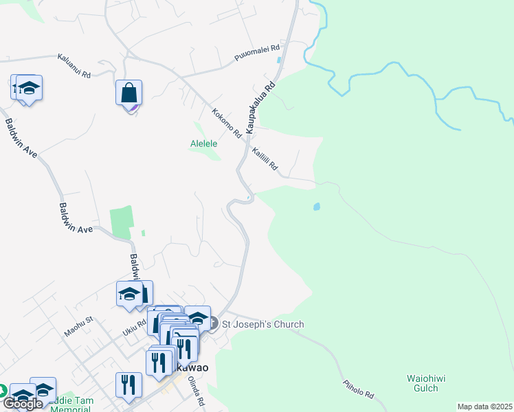 map of restaurants, bars, coffee shops, grocery stores, and more near 0 Makawao Avenue in Makawao