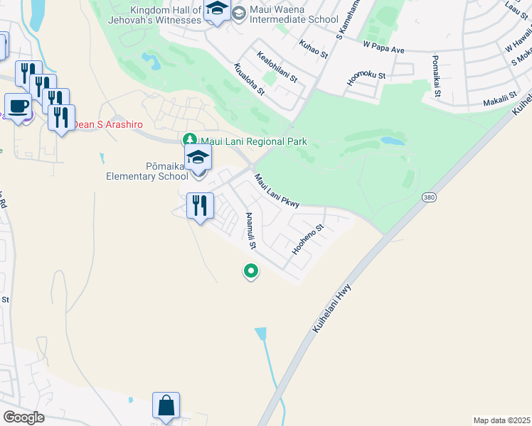 map of restaurants, bars, coffee shops, grocery stores, and more near 240 Molehulehu Street in Kahului
