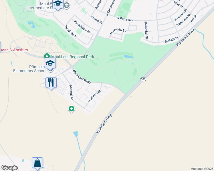 map of restaurants, bars, coffee shops, grocery stores, and more near 29 Ho'owehi Place in Kahului