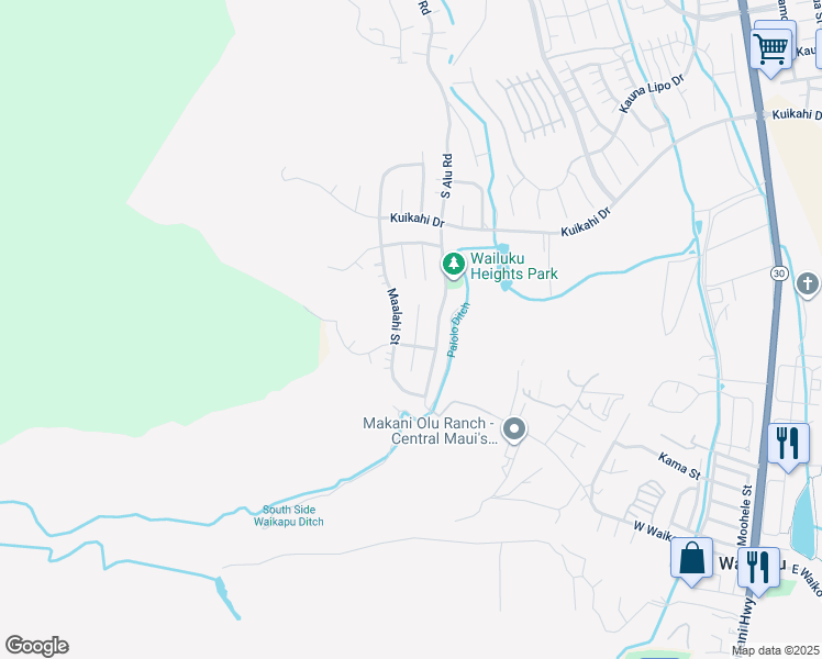 map of restaurants, bars, coffee shops, grocery stores, and more near 702 Noweo Place in Wailuku