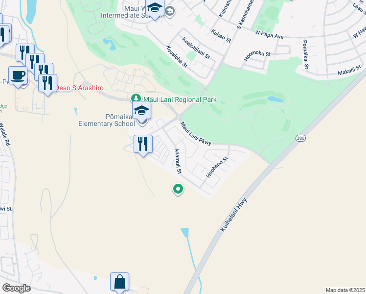 map of restaurants, bars, coffee shops, grocery stores, and more near 243 Molehulehu Street in Kahului