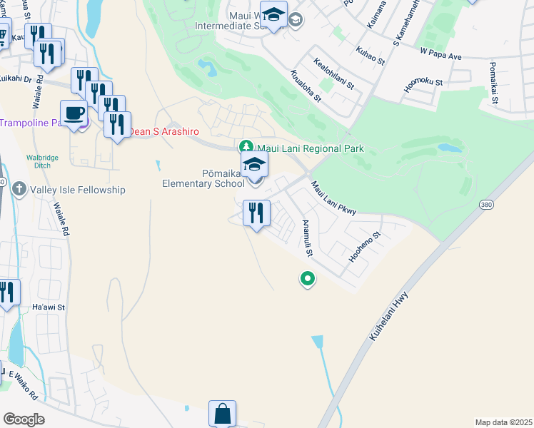 map of restaurants, bars, coffee shops, grocery stores, and more near 207 Alake St in Kahului