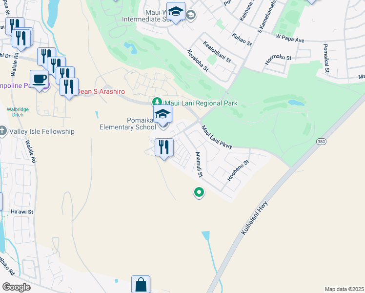 map of restaurants, bars, coffee shops, grocery stores, and more near 301 Pulihi Street in Kahului