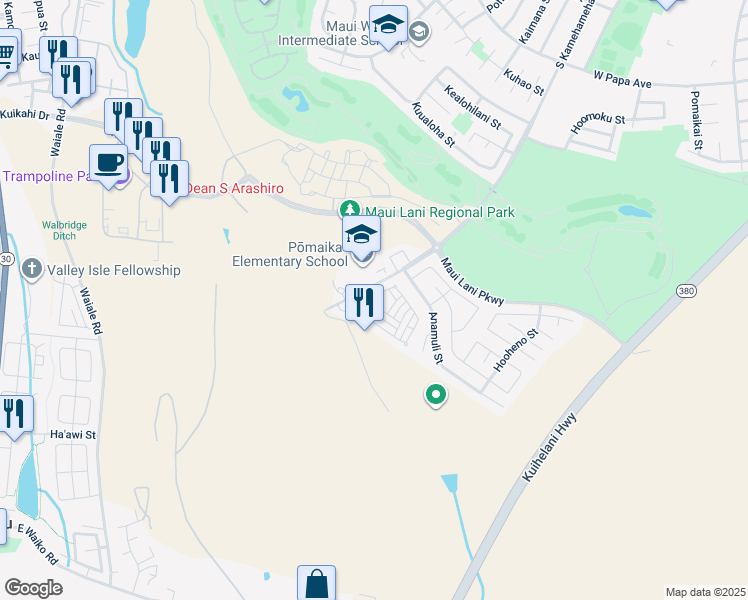 map of restaurants, bars, coffee shops, grocery stores, and more near 201 Alake St in Kahului