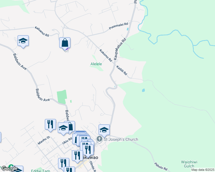 map of restaurants, bars, coffee shops, grocery stores, and more near 1565 Makawao Avenue in Makawao