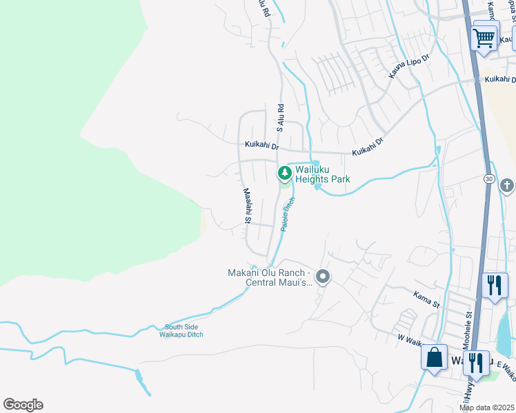 map of restaurants, bars, coffee shops, grocery stores, and more near 688 Noweo Place in Wailuku