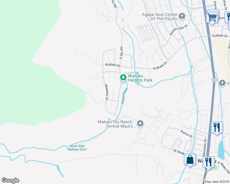 map of restaurants, bars, coffee shops, grocery stores, and more near 681 Noweo Place in Wailuku