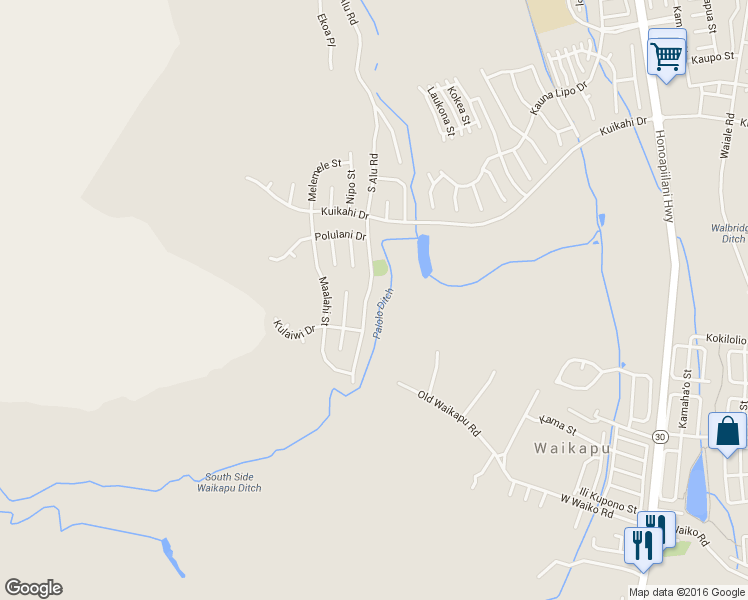 map of restaurants, bars, coffee shops, grocery stores, and more near 681 South Alu Road in Wailuku