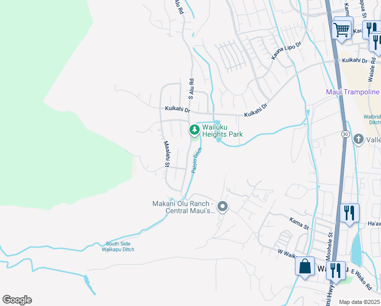 map of restaurants, bars, coffee shops, grocery stores, and more near 681 South Alu Road in Wailuku