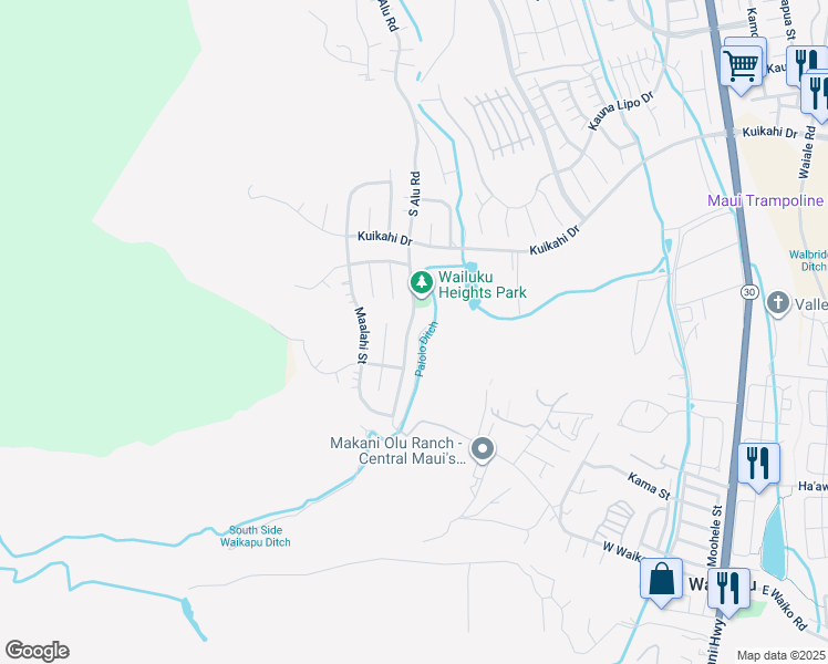 map of restaurants, bars, coffee shops, grocery stores, and more near 681 South Alu Road in Wailuku