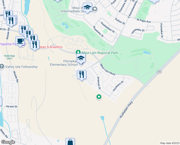 map of restaurants, bars, coffee shops, grocery stores, and more near 311 Pulihi Street in Kahului