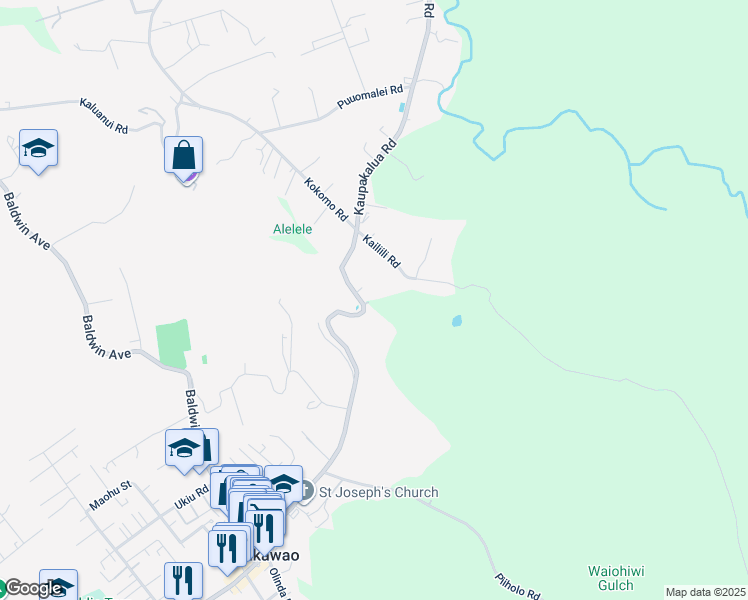 map of restaurants, bars, coffee shops, grocery stores, and more near 1664 Makawao Avenue in Makawao