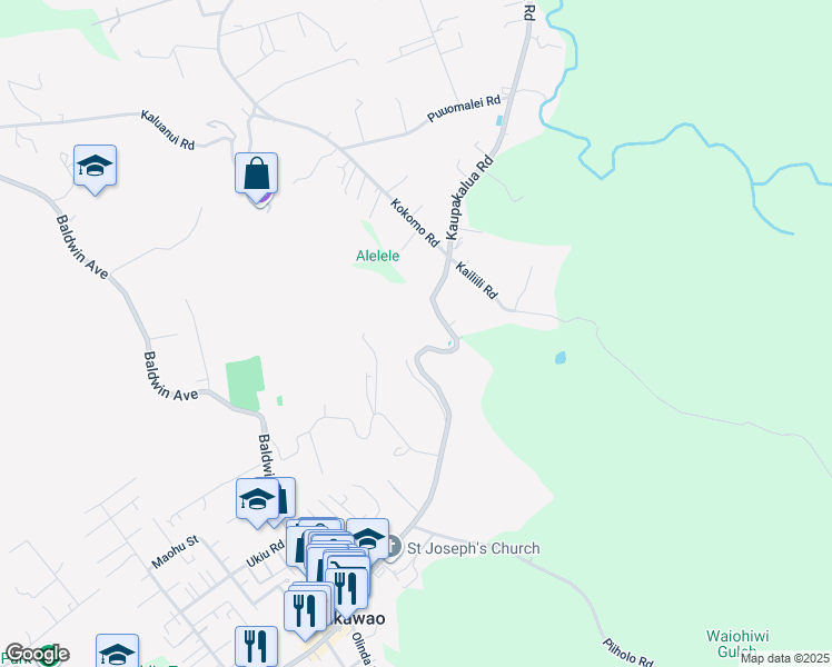 map of restaurants, bars, coffee shops, grocery stores, and more near 1565 Makawao Avenue in Makawao