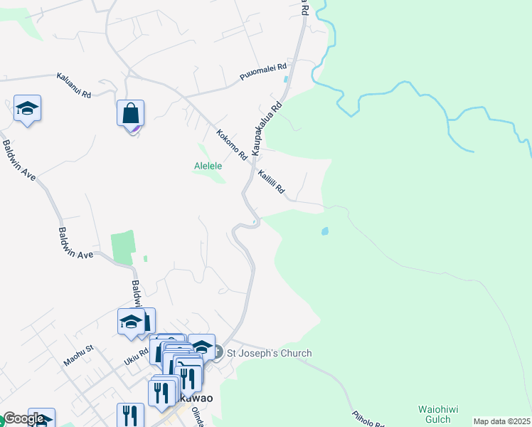 map of restaurants, bars, coffee shops, grocery stores, and more near 1664 Makawao Avenue in Makawao