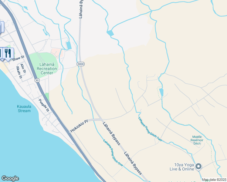 map of restaurants, bars, coffee shops, grocery stores, and more near 111 Mele Komo Place in Lahaina