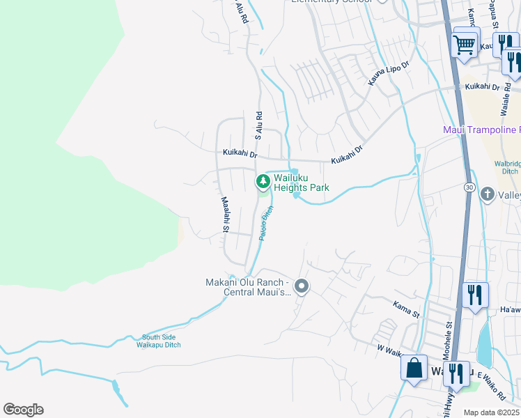 map of restaurants, bars, coffee shops, grocery stores, and more near 675 South Alu Road in Wailuku