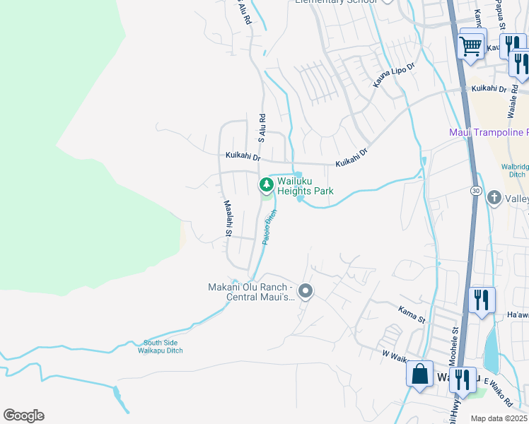 map of restaurants, bars, coffee shops, grocery stores, and more near 675 South Alu Road in Wailuku