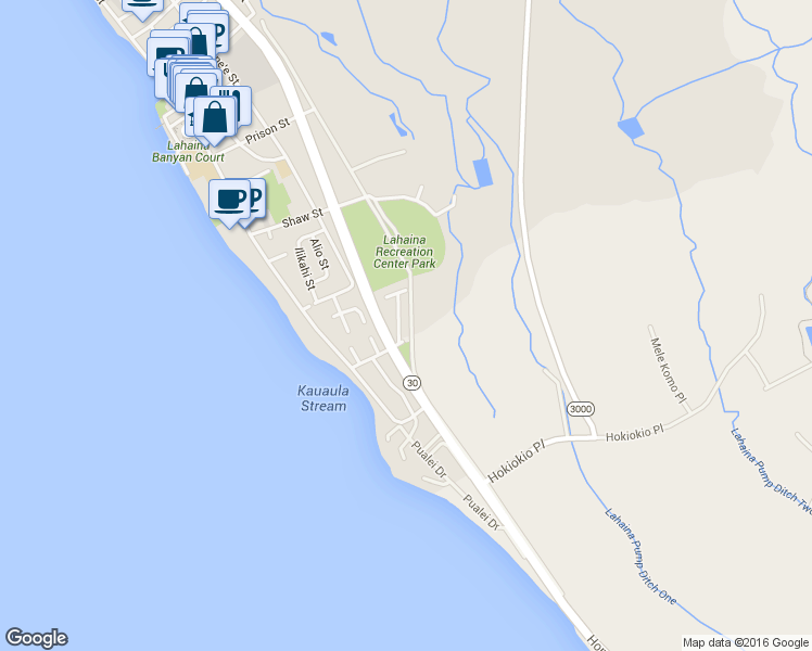 map of restaurants, bars, coffee shops, grocery stores, and more near 324 Aulike Street in Lahaina