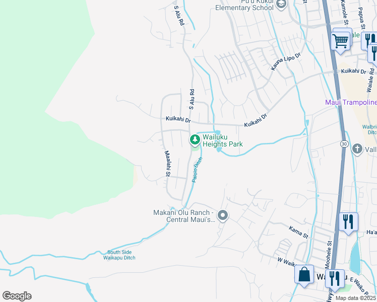 map of restaurants, bars, coffee shops, grocery stores, and more near 656 South Alu Road in Wailuku