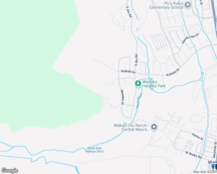map of restaurants, bars, coffee shops, grocery stores, and more near 535 Polulani Drive in Wailuku
