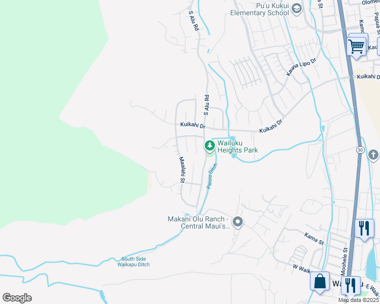 map of restaurants, bars, coffee shops, grocery stores, and more near 643 Anela Place in Wailuku