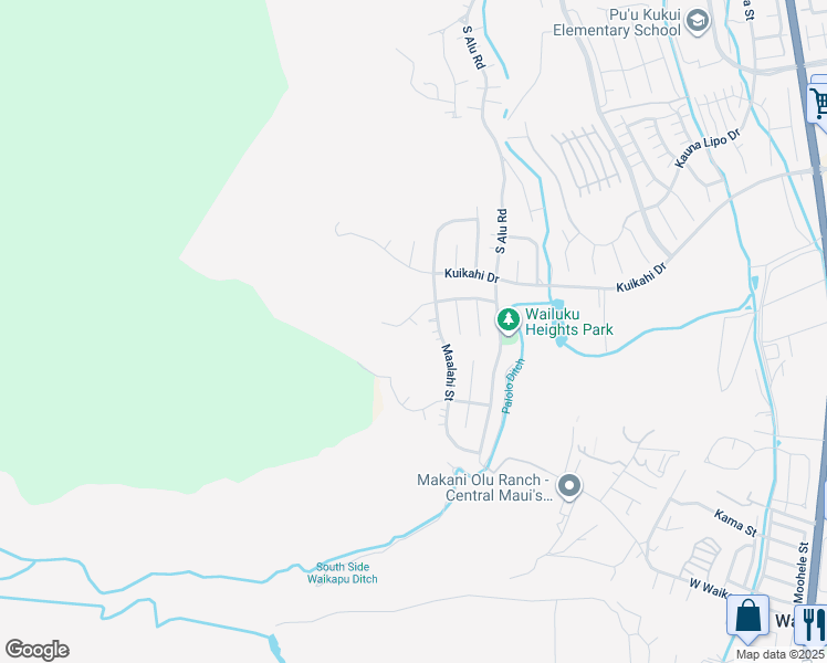 map of restaurants, bars, coffee shops, grocery stores, and more near 608 Kiekie Way in Wailuku
