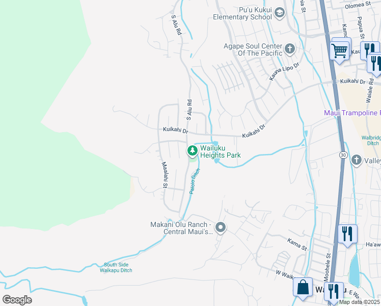 map of restaurants, bars, coffee shops, grocery stores, and more near 633 South Alu Road in Wailuku