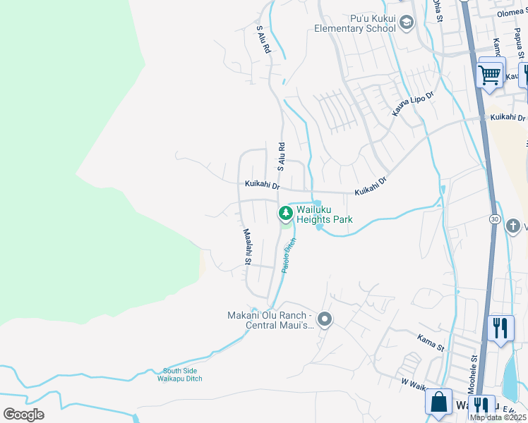 map of restaurants, bars, coffee shops, grocery stores, and more near 620 Mapuana Place in Wailuku