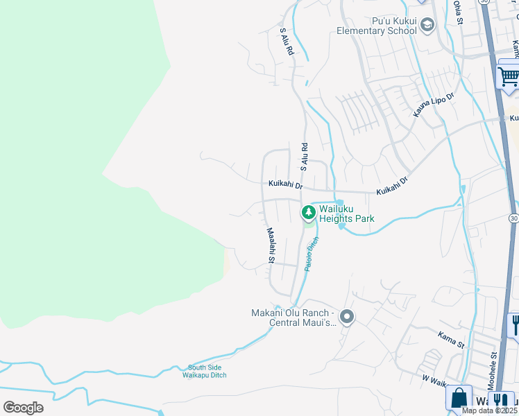 map of restaurants, bars, coffee shops, grocery stores, and more near 610 Maalahi Street in Wailuku
