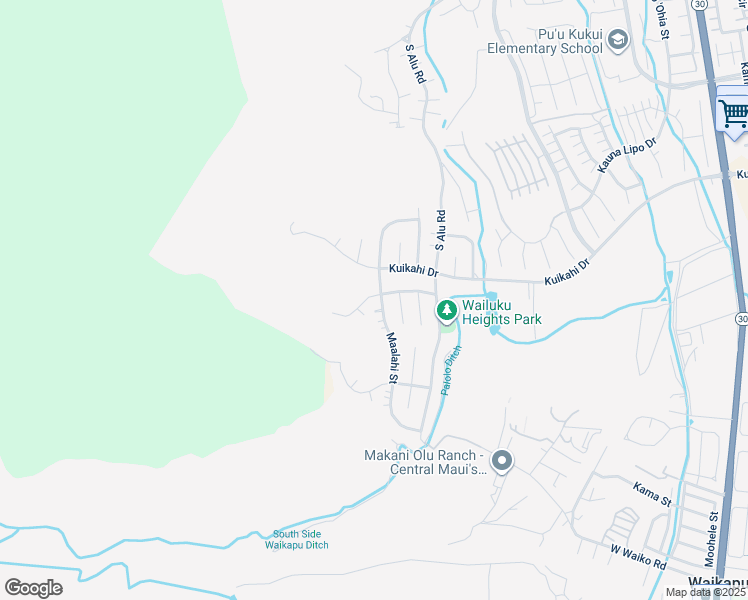 map of restaurants, bars, coffee shops, grocery stores, and more near 495 Polulani Drive in Wailuku