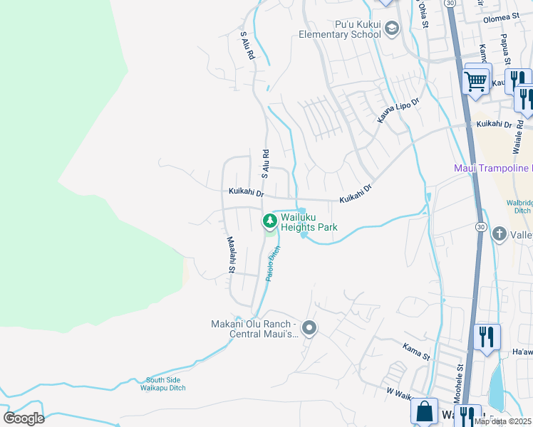 map of restaurants, bars, coffee shops, grocery stores, and more near 609 South Alu Road in Wailuku