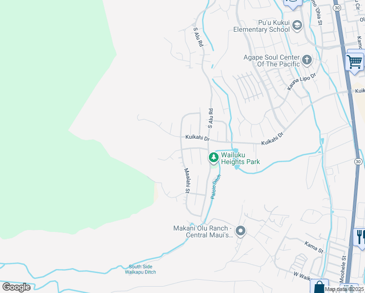 map of restaurants, bars, coffee shops, grocery stores, and more near 486 Polulani Drive in Wailuku