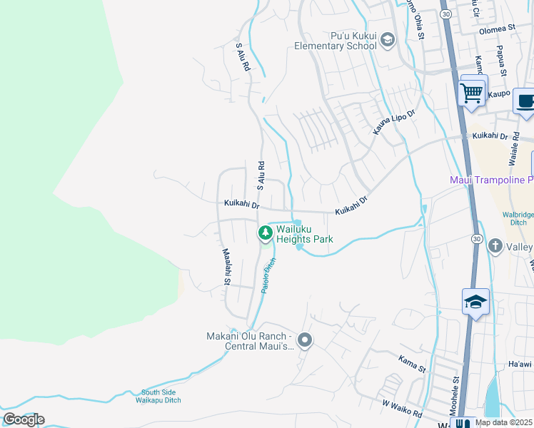 map of restaurants, bars, coffee shops, grocery stores, and more near 371 Kuikahi Drive in Wailuku