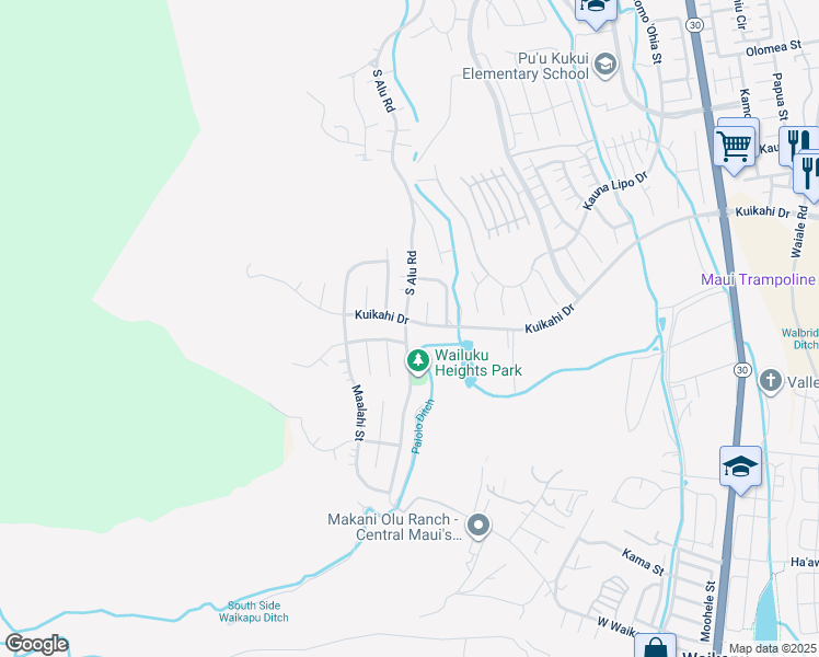 map of restaurants, bars, coffee shops, grocery stores, and more near 571 South Alu Road in Wailuku