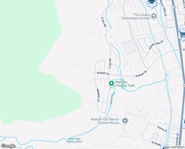 map of restaurants, bars, coffee shops, grocery stores, and more near 551 Iiwi Way in Wailuku