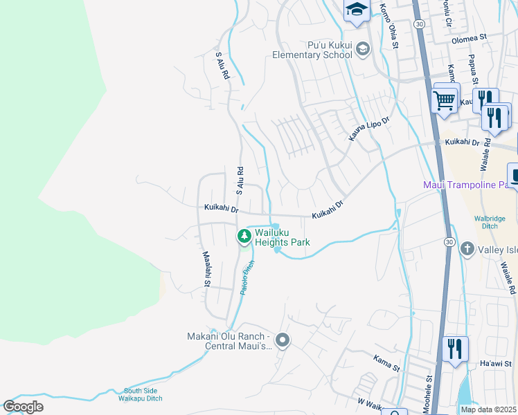 map of restaurants, bars, coffee shops, grocery stores, and more near 552 Kualau Street in Wailuku