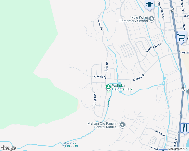 map of restaurants, bars, coffee shops, grocery stores, and more near 472 Hiilei Place in Wailuku
