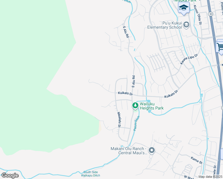 map of restaurants, bars, coffee shops, grocery stores, and more near 551 Iiwi Way in Wailuku