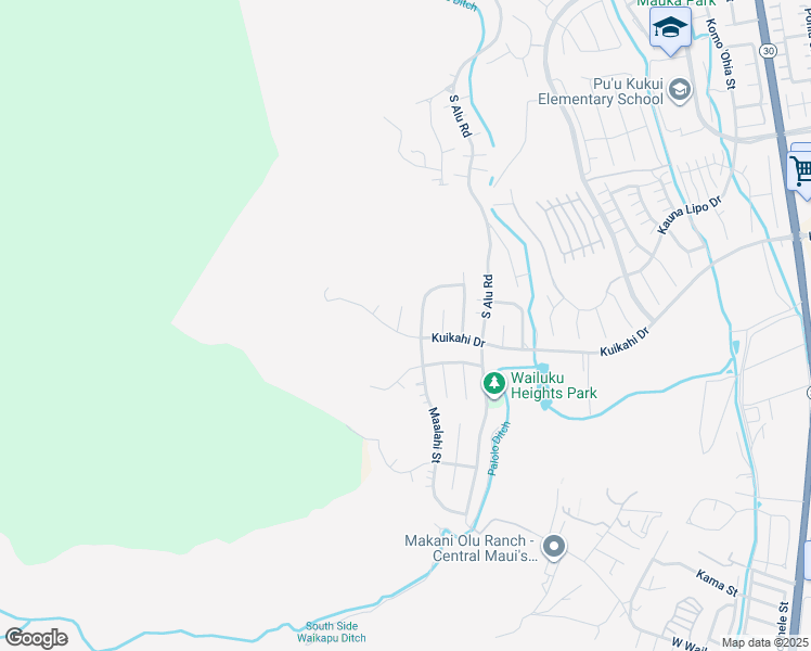 map of restaurants, bars, coffee shops, grocery stores, and more near 551 Iiwi Way in Wailuku
