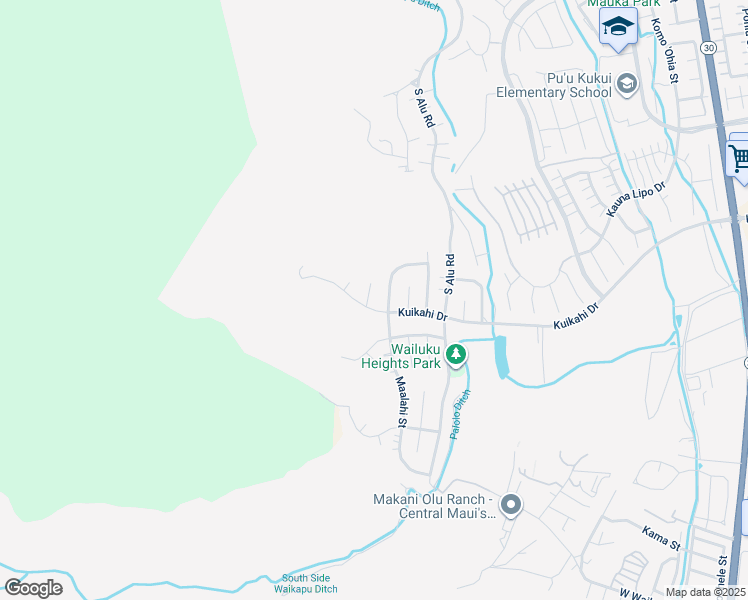 map of restaurants, bars, coffee shops, grocery stores, and more near 551 Iiwi Way in Wailuku