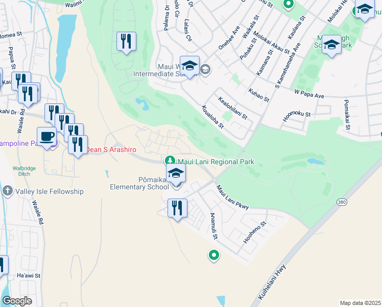 map of restaurants, bars, coffee shops, grocery stores, and more near 0 Unahe Street in Kahului