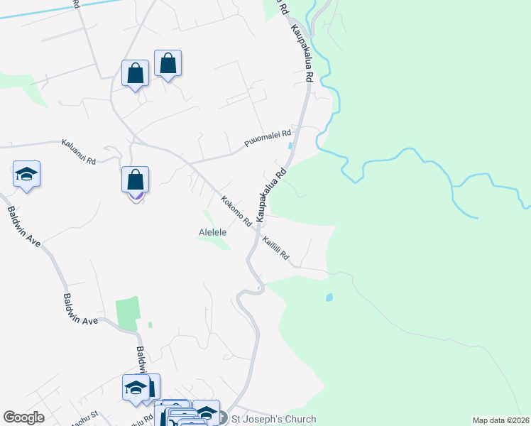map of restaurants, bars, coffee shops, grocery stores, and more near 2835 Kaupakalua Road in Maui County