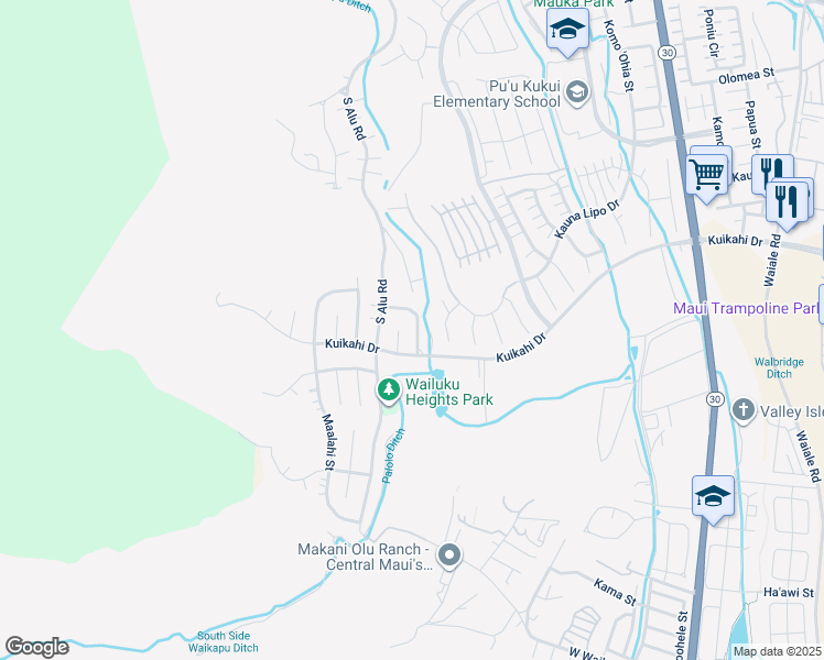 map of restaurants, bars, coffee shops, grocery stores, and more near 540 Kualau Street in Wailuku