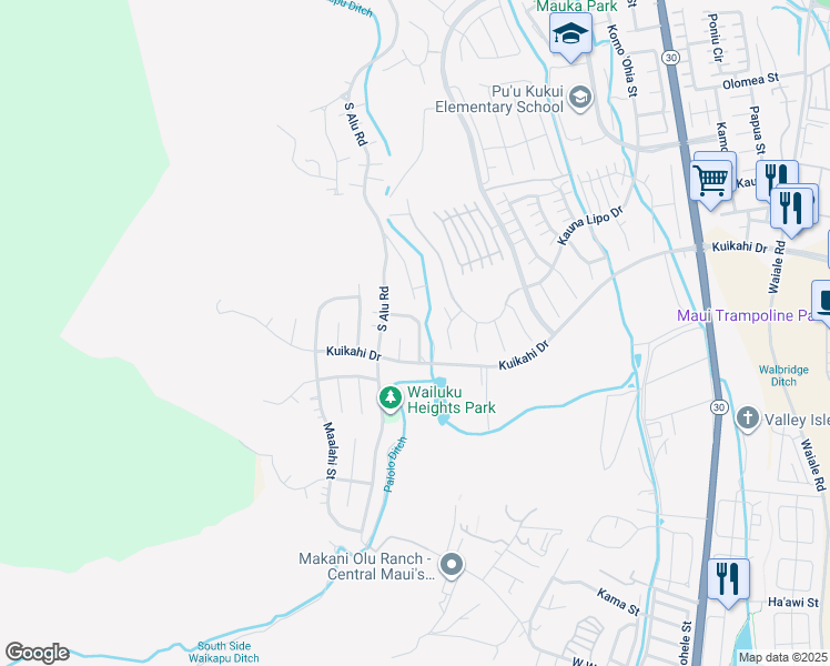 map of restaurants, bars, coffee shops, grocery stores, and more near 540 Kualau Street in Wailuku