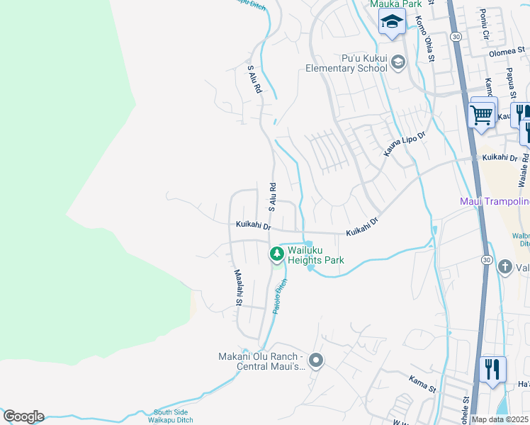 map of restaurants, bars, coffee shops, grocery stores, and more near 528 South Alu Road in Wailuku