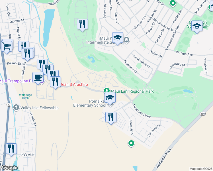map of restaurants, bars, coffee shops, grocery stores, and more near 140 Lohena Ln in Kahului