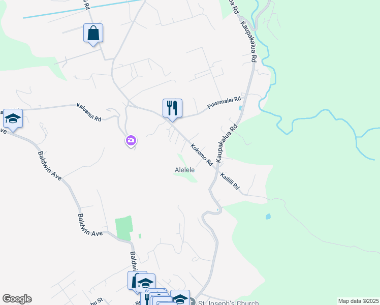 map of restaurants, bars, coffee shops, grocery stores, and more near 2810 Kokomo Road in Haiku-Pauwela