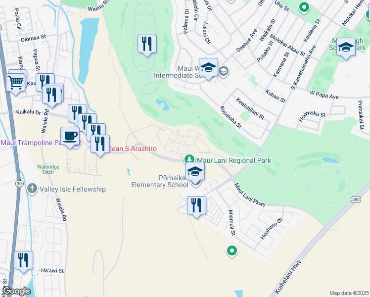 map of restaurants, bars, coffee shops, grocery stores, and more near 145 Lohena Ln in Kahului