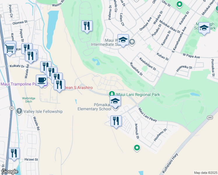 map of restaurants, bars, coffee shops, grocery stores, and more near 145 Lohena Ln in Kahului